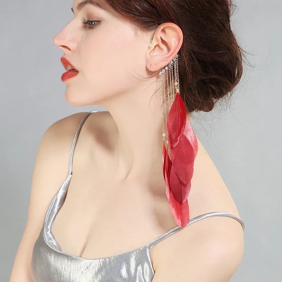 Bohemian ethnography feather cuff earrings for single ear - Picture 1 of 5